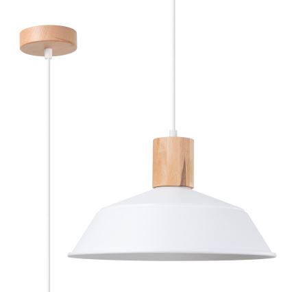 Ljuskrona med textilsladd FANO 1xE27/15W/230V diameter 34 cm vit