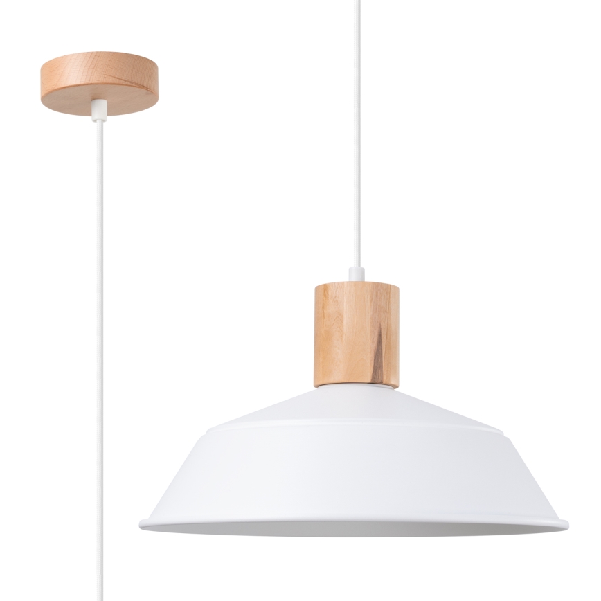 Ljuskrona med textilsladd FANO 1xE27/15W/230V diameter 34 cm vit