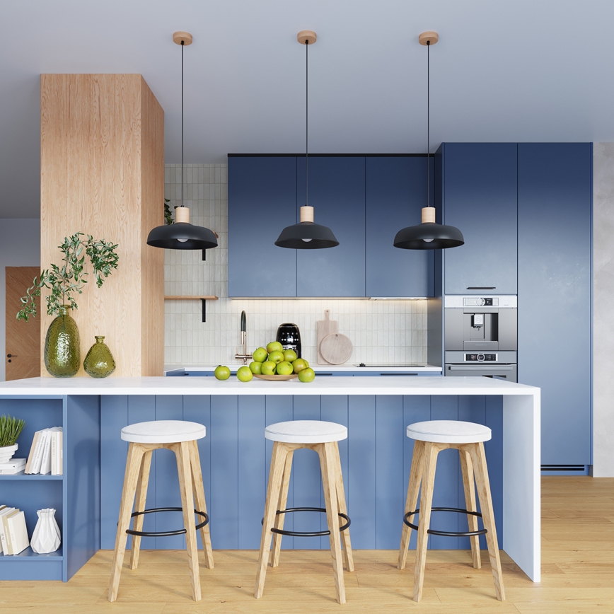 Ljuskrona med textilsladd FANO 1xE27/15W/230V diameter 34 cm svart