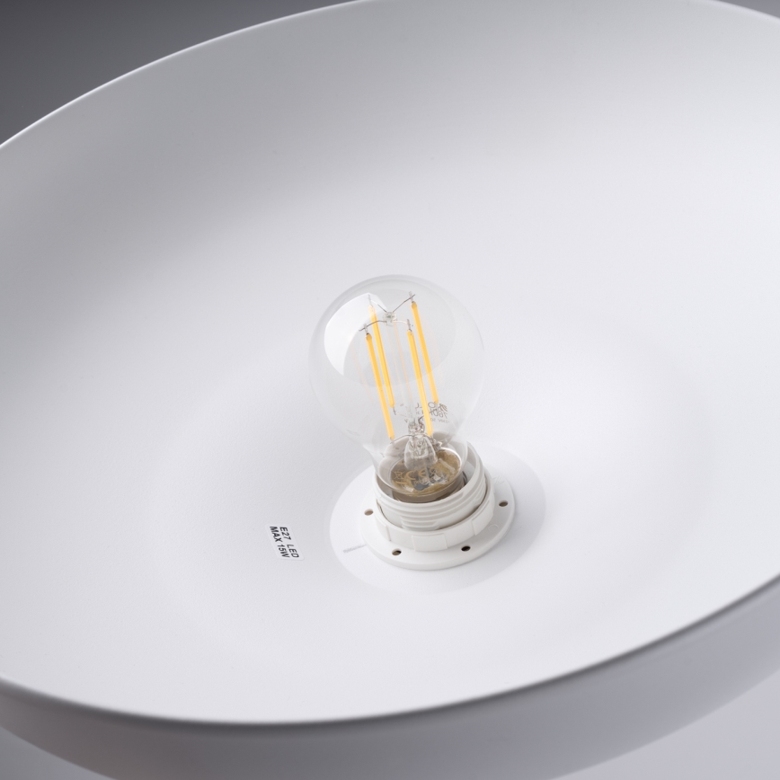 Ljuskrona med textilsladd INDY 1xE27/15W/230V diameter 38 cm vit