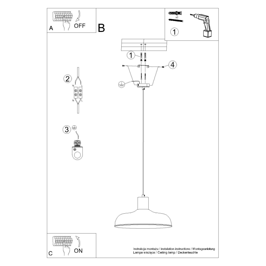 Ljuskrona med textilsladd INDY 1xE27/15W/230V diameter 38 cm vit
