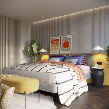 Ljuskrona med textilsladd ZUMA 1xE27/15W/230V diameter 30 cm vit