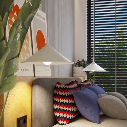 Ljuskrona med textilsladd ZUMA 1xE27/15W/230V diameter 30 cm vit