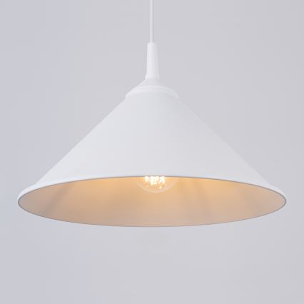 Ljuskrona med textilsladd ZUMA 1xE27/15W/230V diameter 30 cm vit