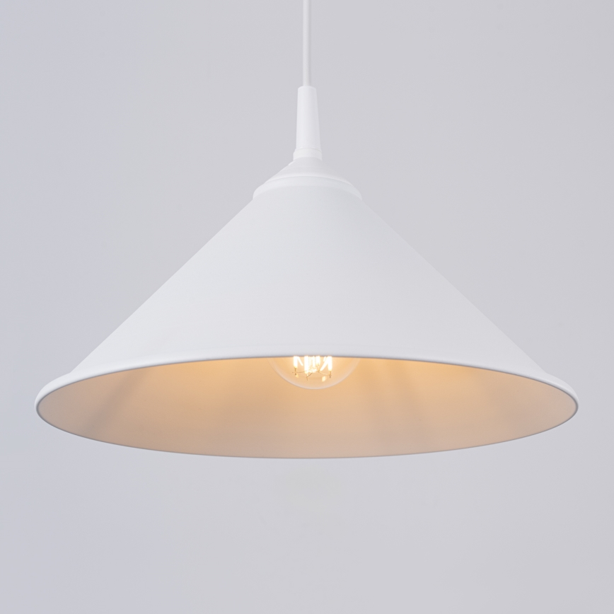 Ljuskrona med textilsladd ZUMA 1xE27/15W/230V diameter 30 cm vit