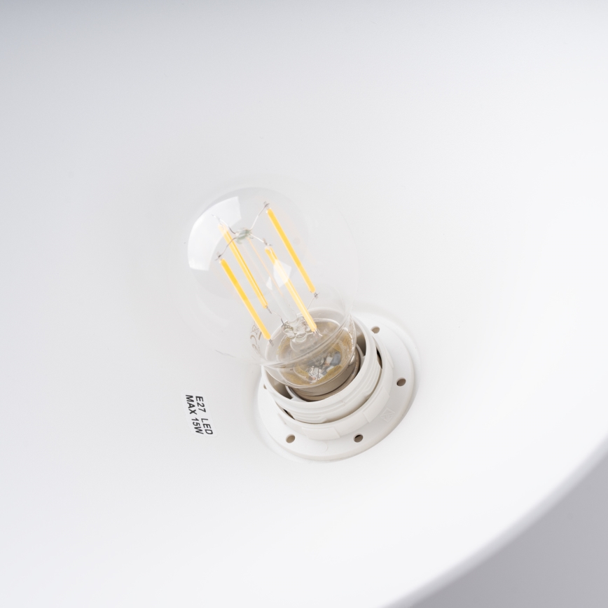 Ljuskrona med textilsladd ZUMA 1xE27/15W/230V diameter 30 cm vit