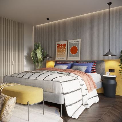 Ljuskrona med textilsladd ZUMA 1xE27/15W/230V diameter 30 cm svart