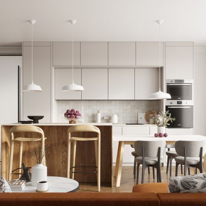 Ljuskrona med textilsladd GINA 1xE27/15W/230V diameter 38 cm vit