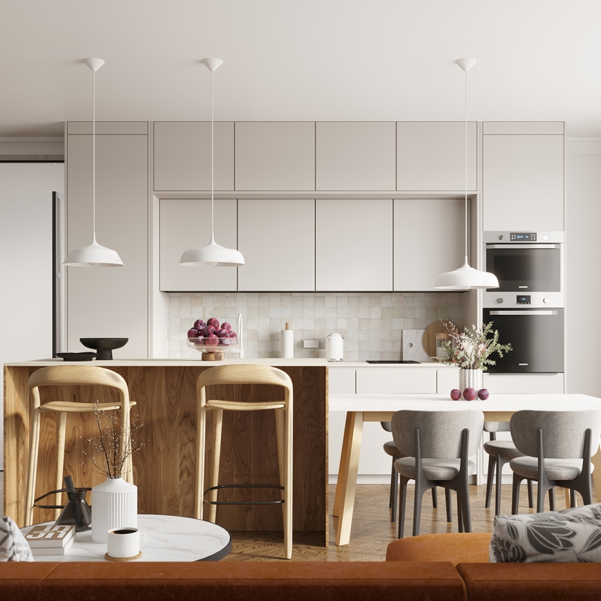 Ljuskrona med textilsladd GINA 1xE27/15W/230V diameter 38 cm vit