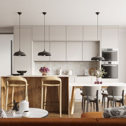 Ljuskrona med textilsladd GINA 1xE27/15W/230V diameter 38 cm svart