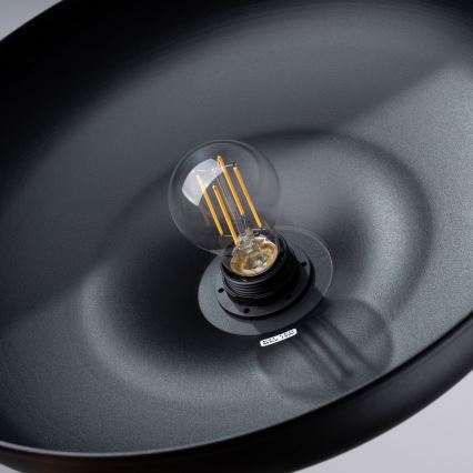 Ljuskrona med textilsladd GINA 1xE27/15W/230V diameter 38 cm svart