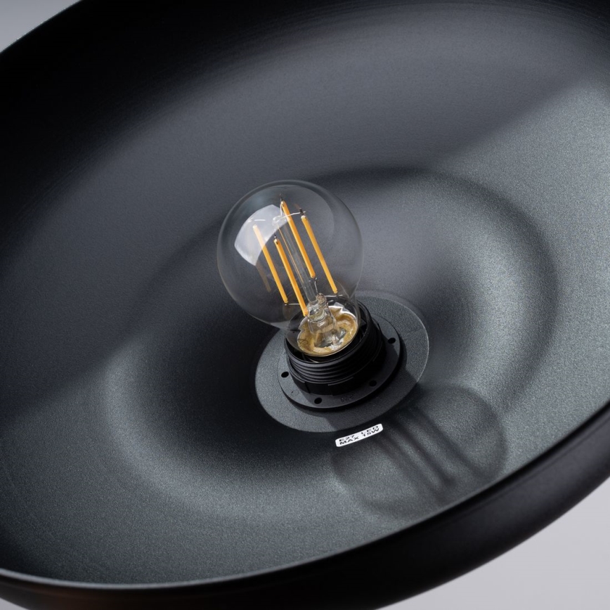 Ljuskrona med textilsladd GINA 1xE27/15W/230V diameter 38 cm svart