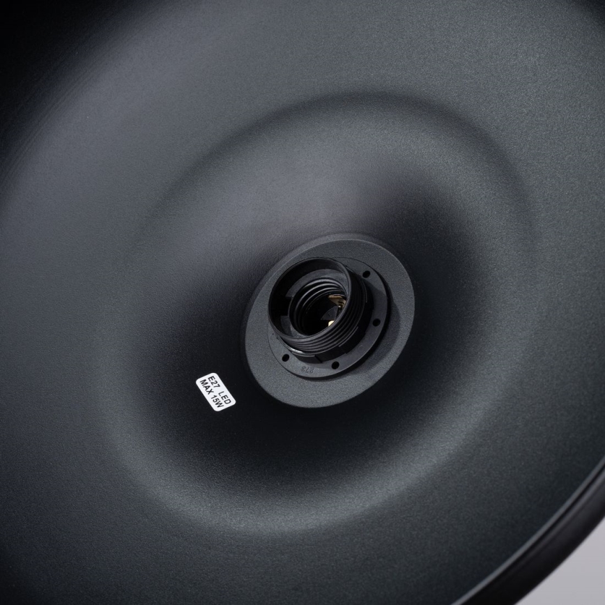 Ljuskrona med textilsladd GINA 1xE27/15W/230V diameter 38 cm svart