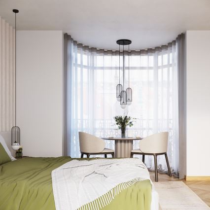 Ljuskrona med textilsladd BRINA 1xG9/8W/230V svart