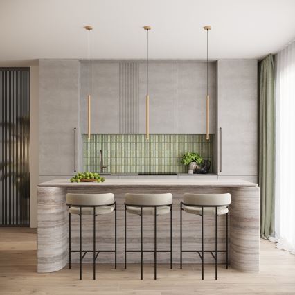 Ljuskrona med textilsladd ARCHE 1xG9/8W/230V guld