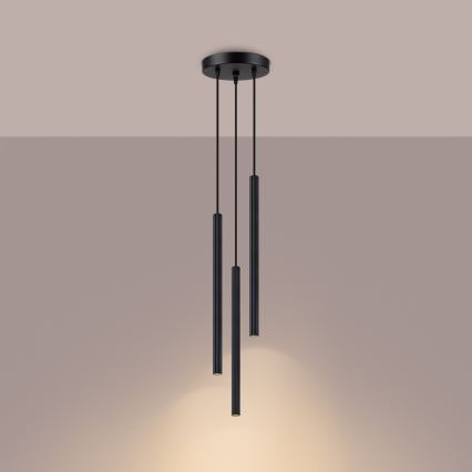 Ljuskrona med textilsladd ARCHE 3xG9/8W/230V svart