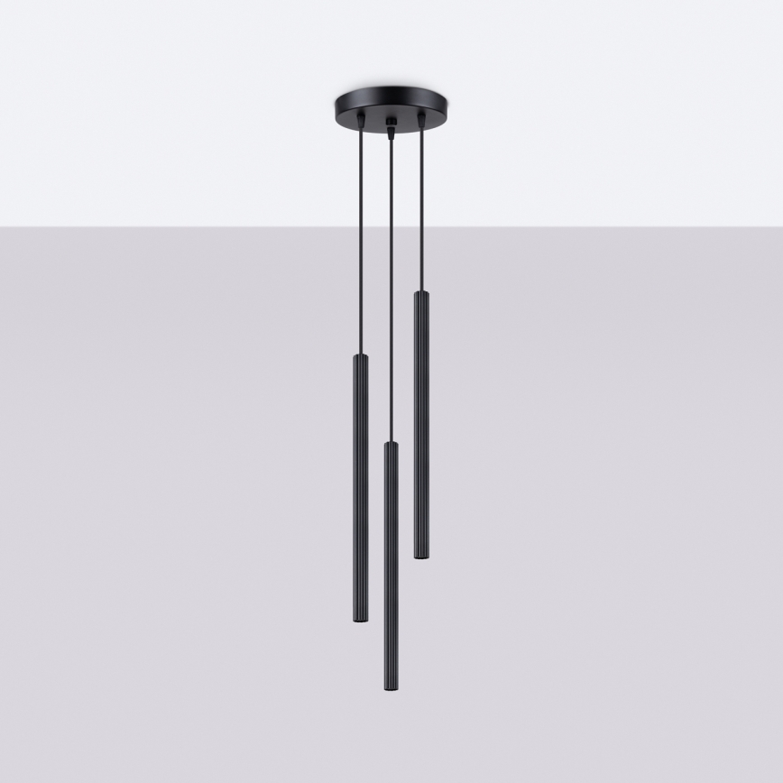 Ljuskrona med textilsladd ARCHE 3xG9/8W/230V svart