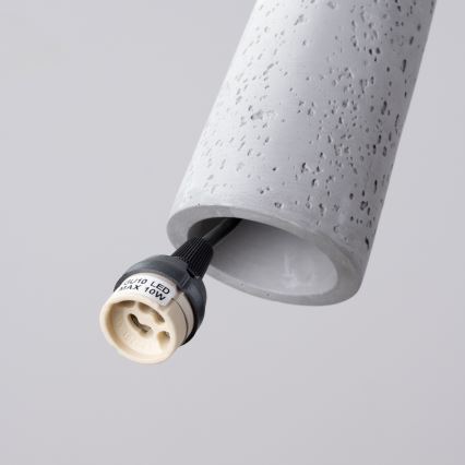 Ljuskrona med textilsladd ELECTRA 1xGU10/10W/230V betong/grå