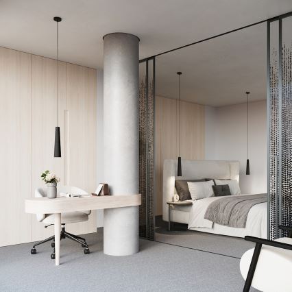 Ljuskrona med textilsladd ELECTRA 1xGU10/10W/230V betong/svart