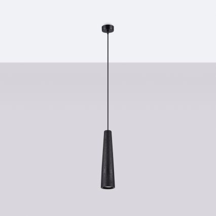 Ljuskrona med textilsladd ELECTRA 1xGU10/10W/230V betong/svart