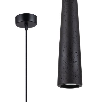 Ljuskrona med textilsladd ELECTRA 1xGU10/10W/230V betong/svart