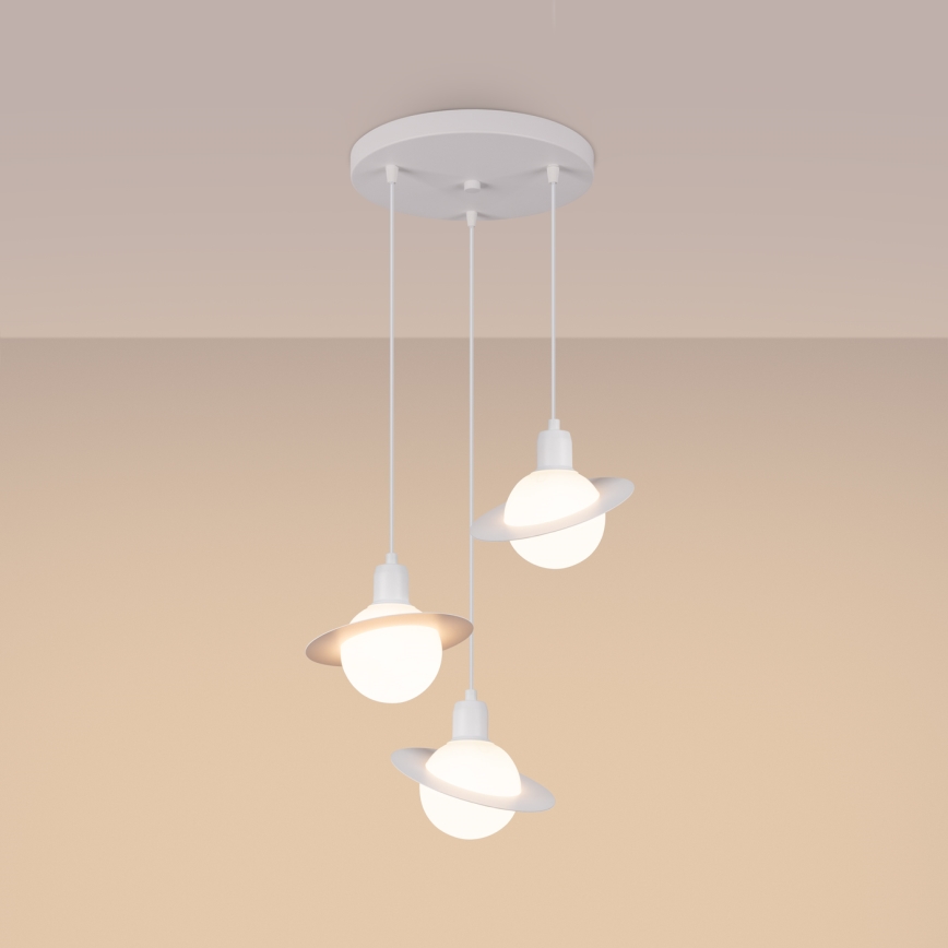 Ljuskrona med textilsladd HYPERION 3xG9/8W/230V vit