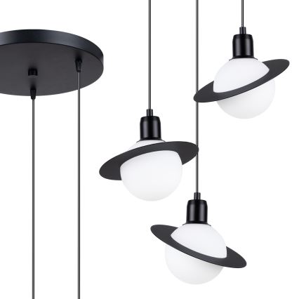 Ljuskrona med textilsladd HYPERION 3xG9/8W/230V svart