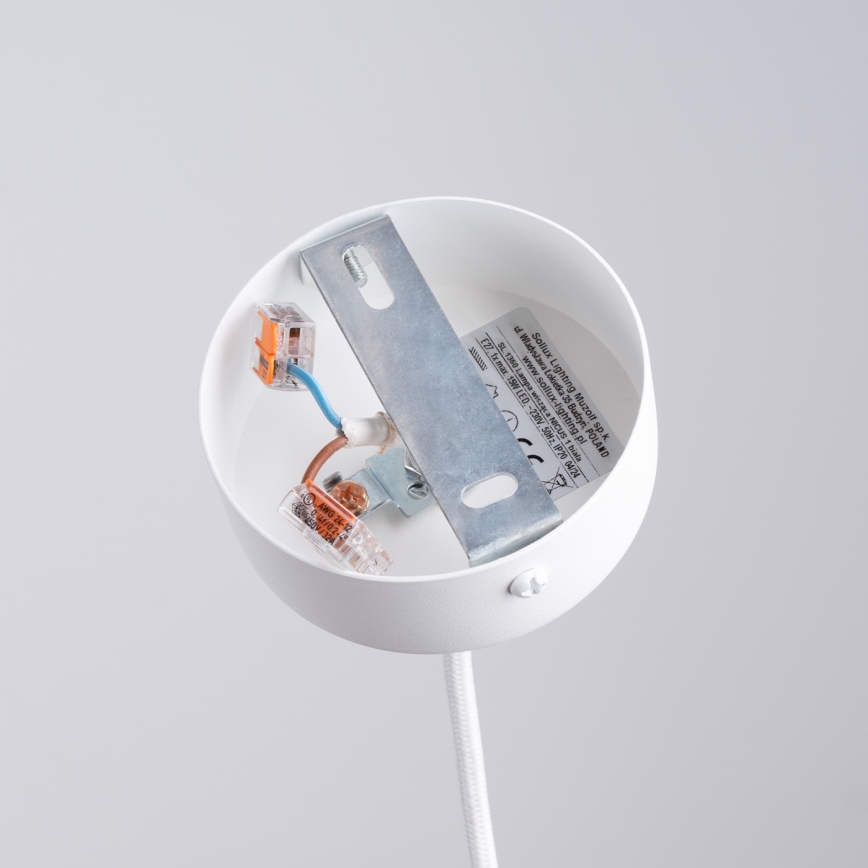 Ljuskrona med textilsladd NICUS 1xE27/15W/230V vit