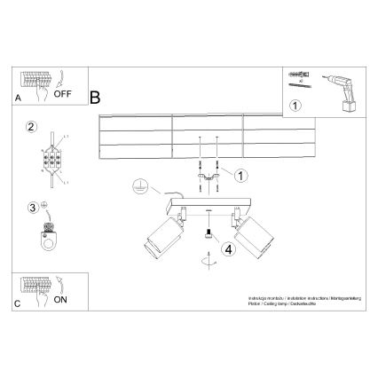 Spotlight WINX 4xGU10/10W/230V svart/guld