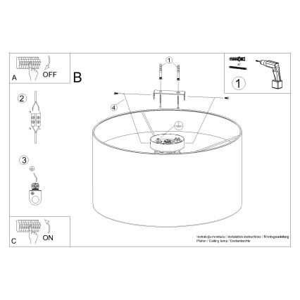 Taklampa TELESTO 1xE27/15W/230V diameter 35 cm vit/beige