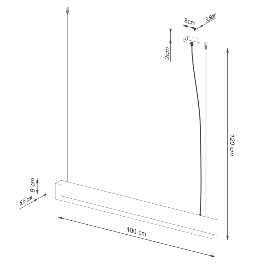 LED ljuskrona med textilsladd SPARK 1xG13/8,5W/230V vit
