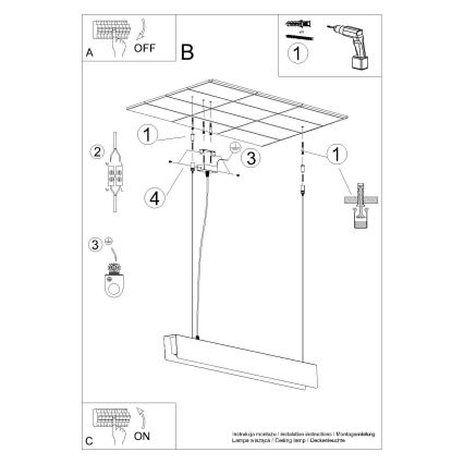 LED ljuskrona med textilsladd SPARK 1xG13/8,5W/230V svart