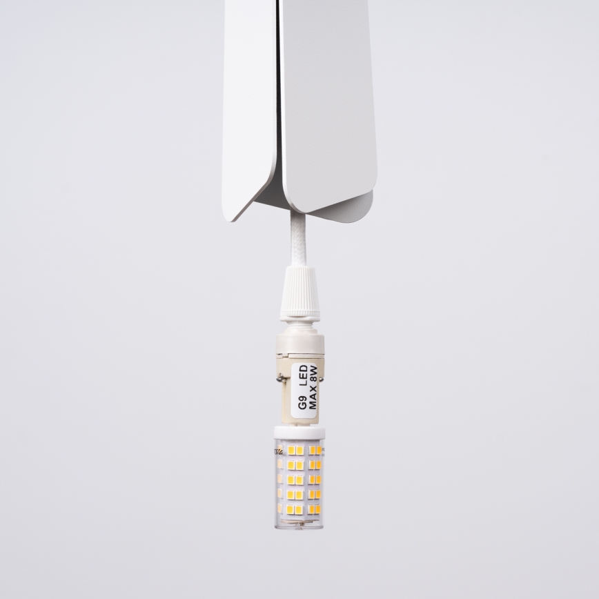 Ljuskrona med textilsladd PRYSM 3xG9/8W/230V vit