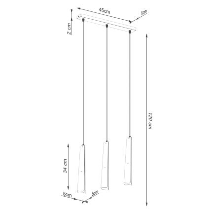 Ljuskrona med textilsladd PRYSM 3xG9/8W/230V svart
