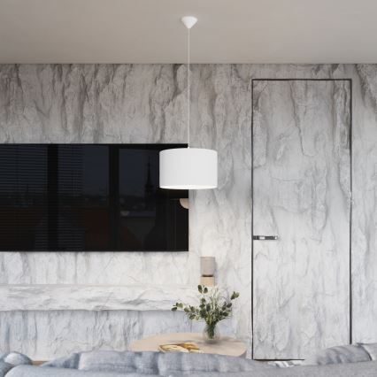 Ljuskrona med textilsladd NOVA 1xE27/15W/230V diameter 30 cm vit