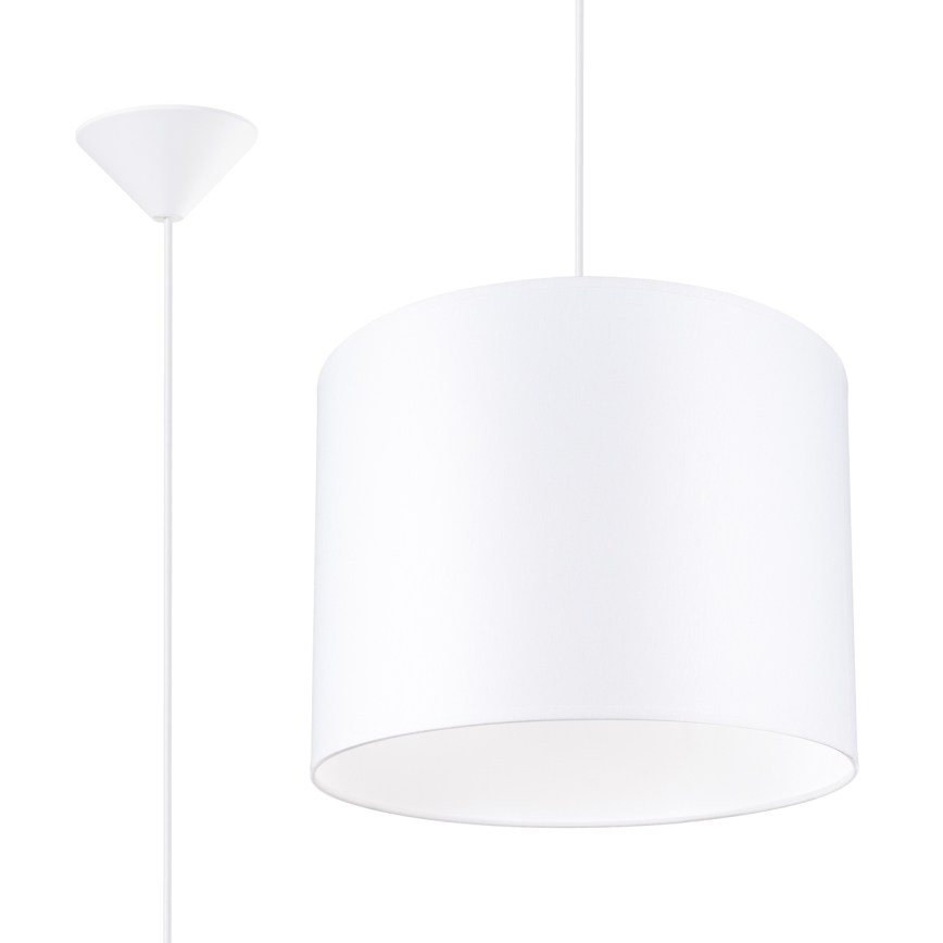Ljuskrona med textilsladd NOVA 1xE27/15W/230V diameter 30 cm vit