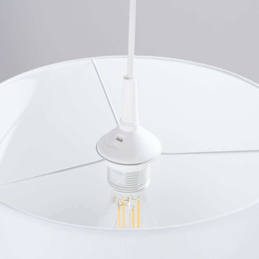 Ljuskrona med textilsladd NOVA 1xE27/15W/230V diameter 30 cm vit
