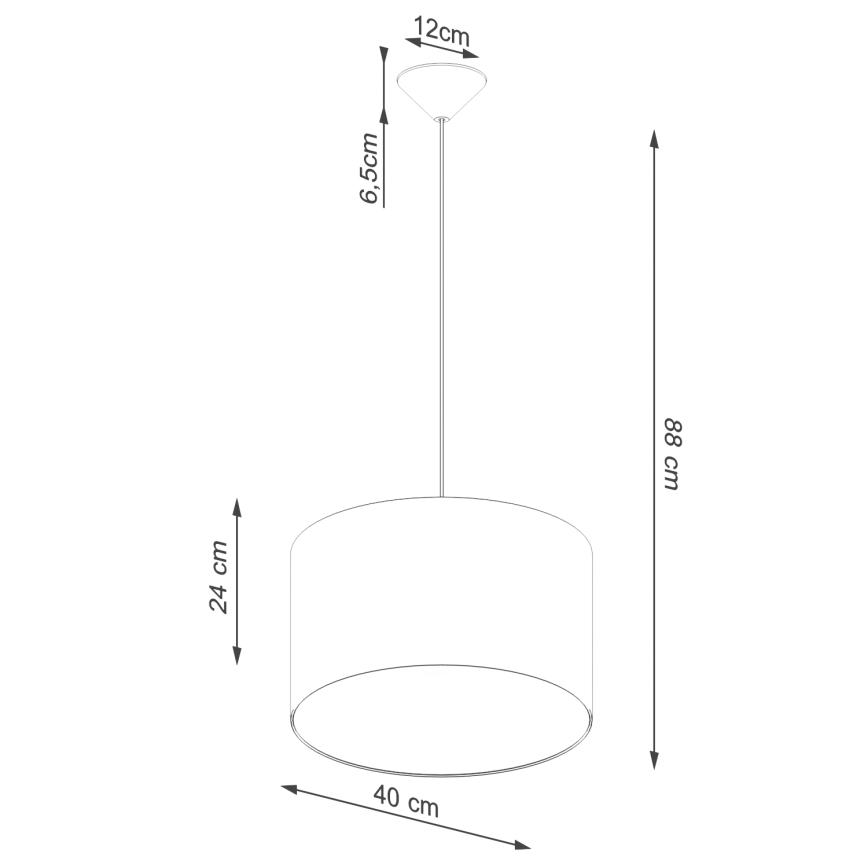 Ljuskrona med textilsladd NOVA 1xE27/15W/230V diameter 40 cm svart