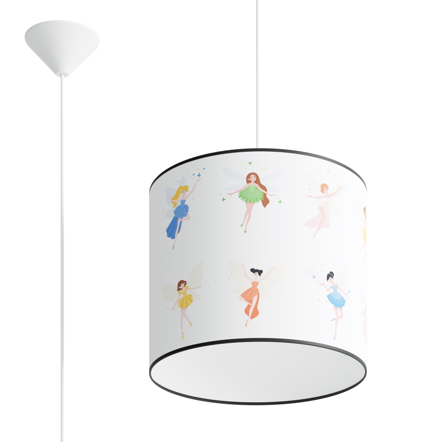 Hängande ljuskrona med textilsladd för barn FAIRY 1xE27/15W/230V diameter 30 cm älva