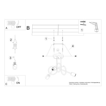 Ytmonterad ljuskrona LOOP 3xE27/15W/230V skinande krom