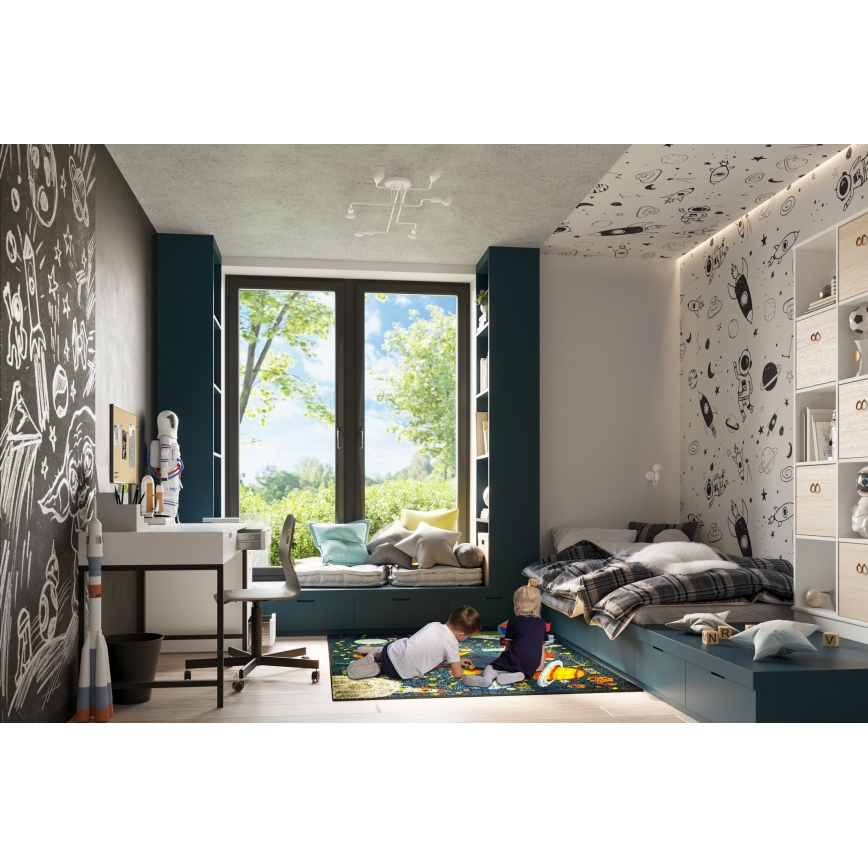 Ytmonterad ljuskrona VECTOR 6xE27/15W/230V vit