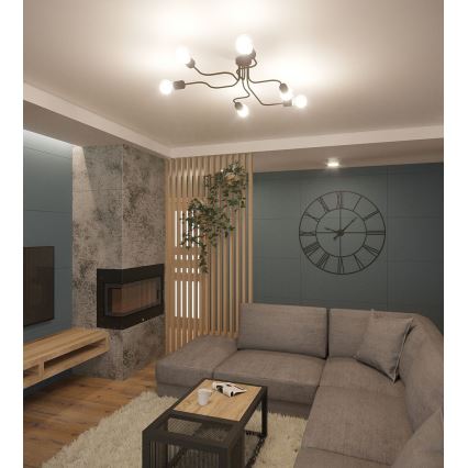 Ytmonterad ljuskrona VECTOR 6xE27/15W/230V vit