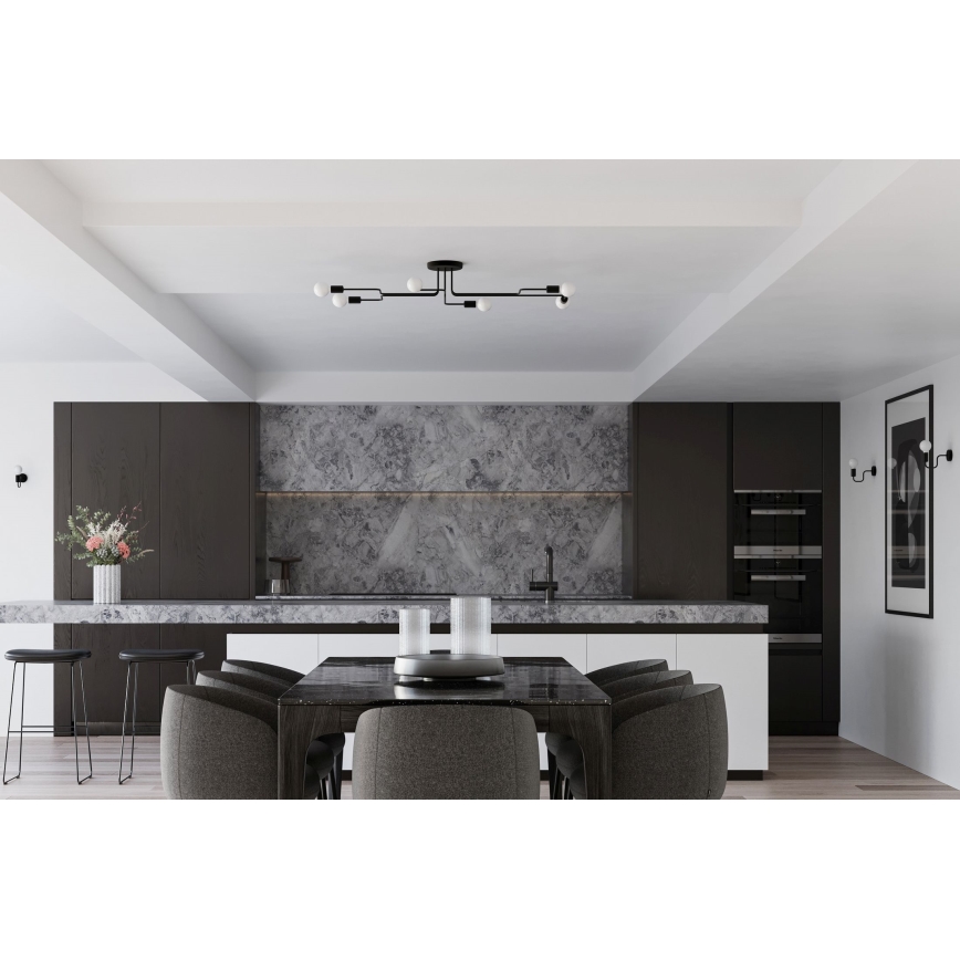 Ytmonterad ljuskrona VECTOR 6xE27/15W/230V svart