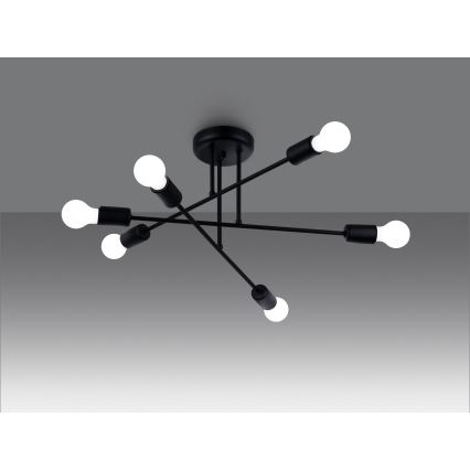 Pendelkrona NORAH 6xE27/15W/230V svart