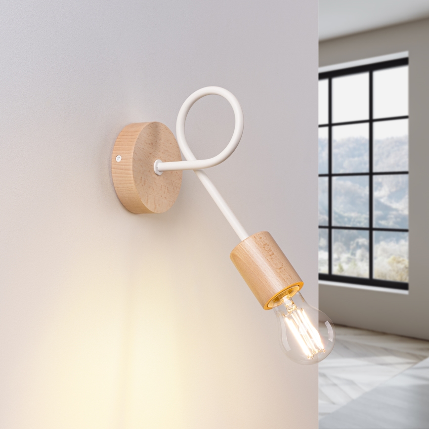 Vägglampa EMBER 1xE27/15W/230V vit/beige/bok