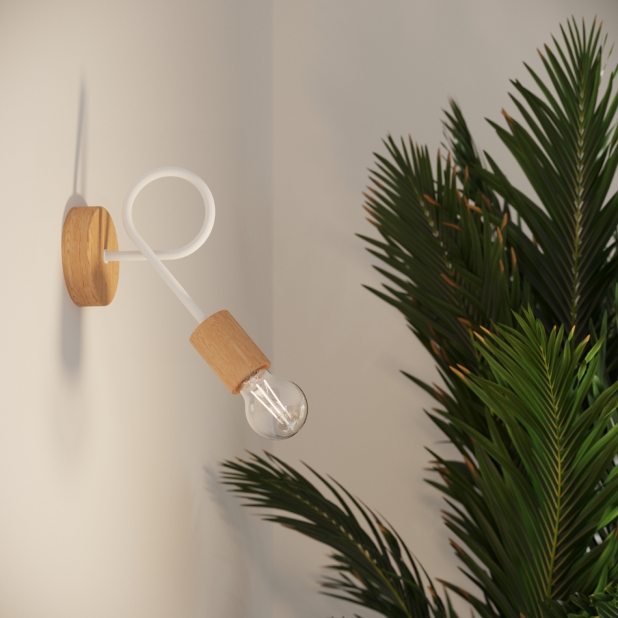 Vägglampa EMBER 1xE27/15W/230V vit/beige/bok