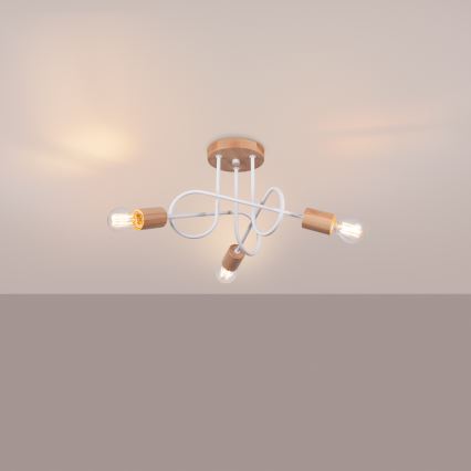 Ytmonterad ljuskrona EMBER 3xE27/15W/230V vit/beige/bok