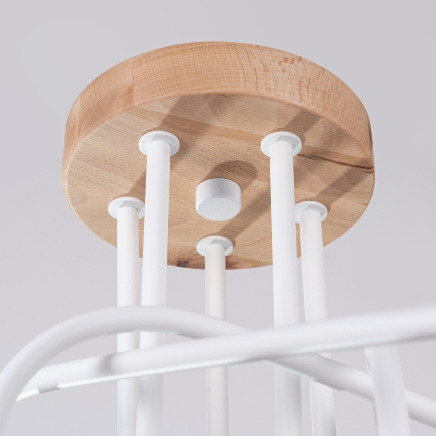 Ytmonterad ljuskrona EMBER 5xE27/15W/230V vit/beige/bok