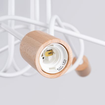 Ytmonterad ljuskrona EMBER 5xE27/15W/230V vit/beige/bok