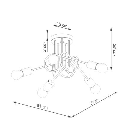 Ytmonterad ljuskrona EMBER 5xE27/15W/230V vit/beige/bok